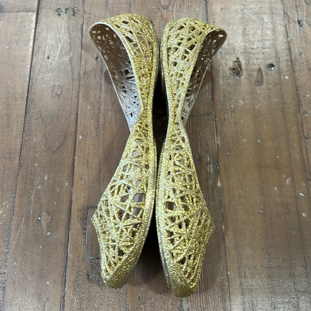 Melissa + Campana metallic gold glitter jelly flat shoes - Picture 6 of 7